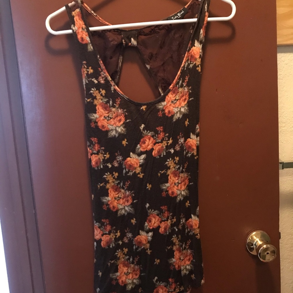 Brown floral tank